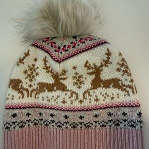 Cozy Pink and Cream Kids Winter Hat